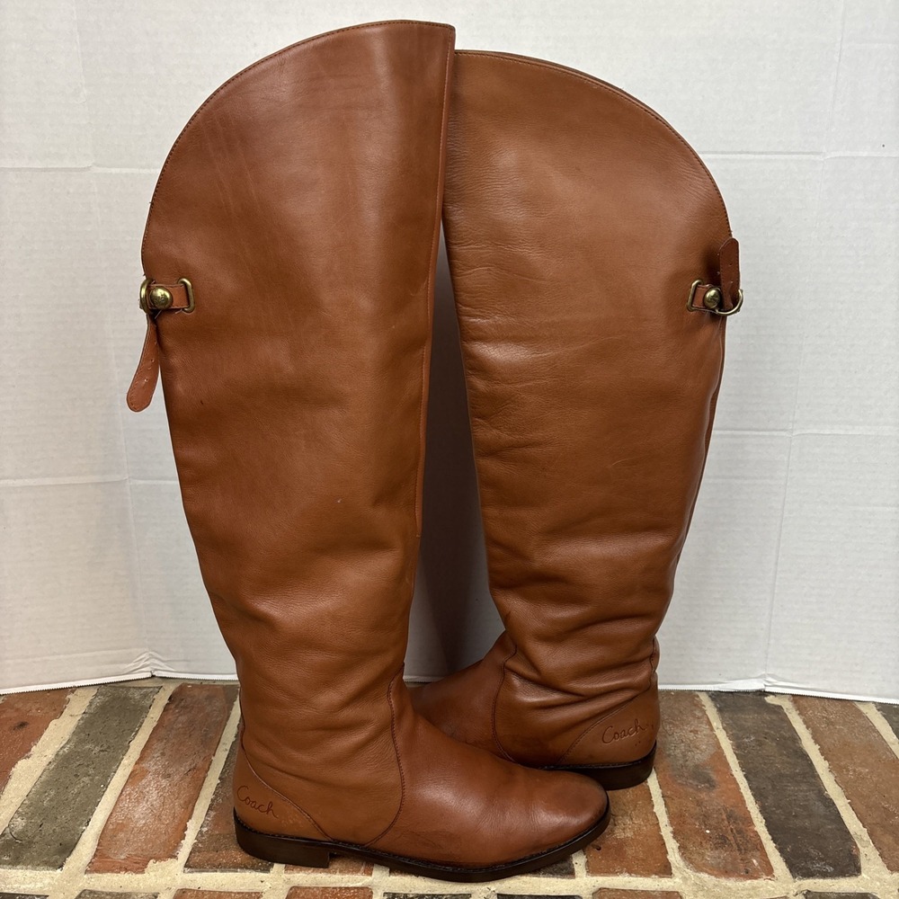 Coach Cheyenne OTK Leather Riding Boots Women's Size 11M Vintage 90's New Soles